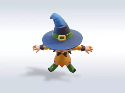 Cheerful Pumpkin Boy Halloween Character 3D model shop
