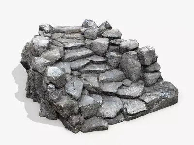 Old Rock Stairs Low-poly 3D model