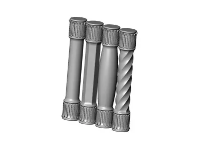 Rounded leaf scroll moroccan arabic  miniature pillar columns 3D print model