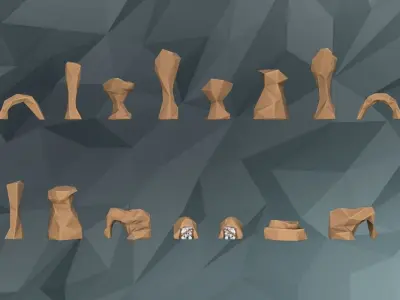 Low poly rocks sandstone Low-poly 3D model