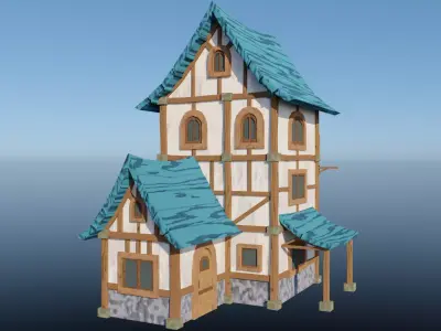 Medieval Low Poly House 2 Low-poly 3D model