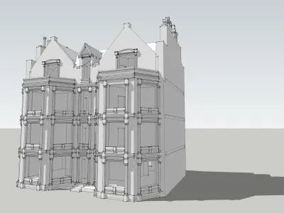 House-3 building with windows and balconies 3D model