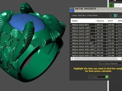 Gold Fish Ring For men cad design  3D print model