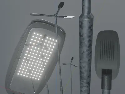 Street Light 2 Galvanized F3 M1 K0 5000 mm Low-poly 3D model