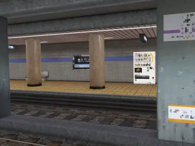 Japan Subway Train Station PS1 style Low-poly 3D model