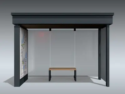Bus Stop Shelter Low-poly 3D model