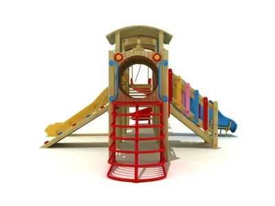  3D Train High Quality Wood Playground Outdoor 3D model