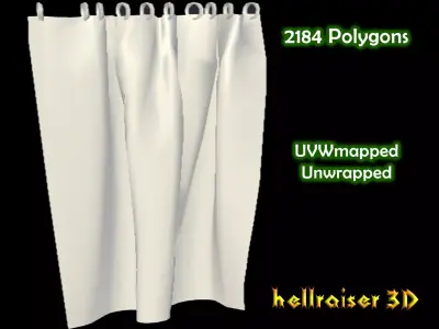 Curtain shower Low-poly 3D model