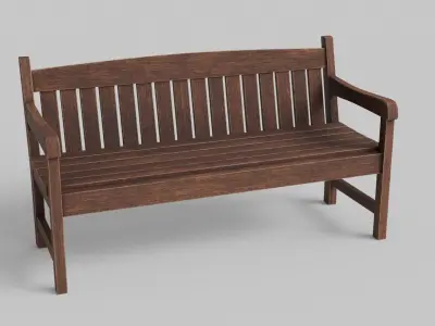 Wood Street Bench 3D Model with PBR Texture 3D model