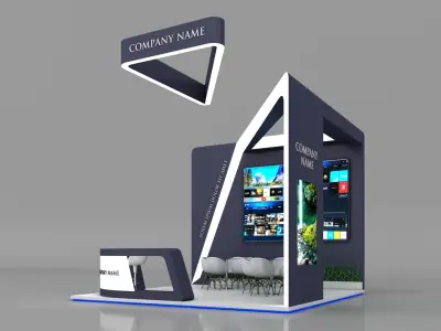 Booth Exhibition Stand Stall 5X5m Height 400 cm 3 Side Open 3D model