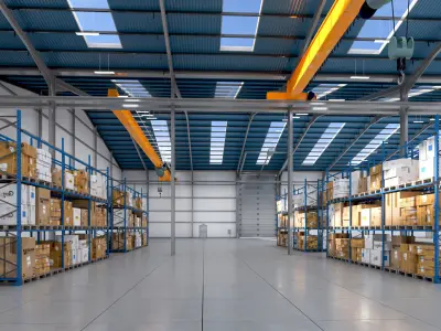 Warehouse 2 box with two rows of holes in it 3D model