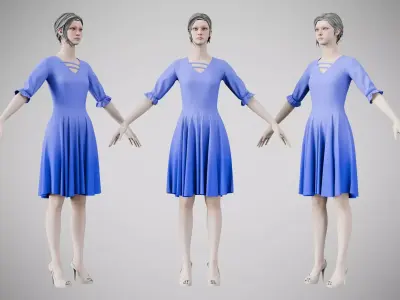Dress 06 Very Light Blue Low-poly 3D model