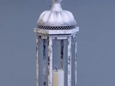 Lantern Aged White Metal 3D model