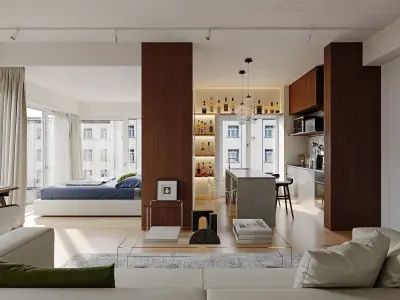 Comfortable modern studio scene 3D model