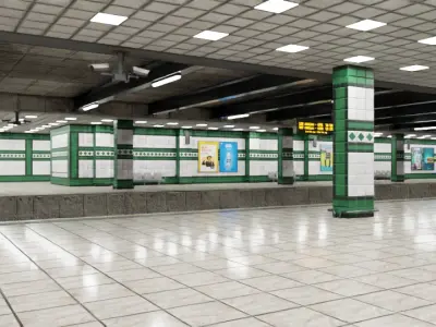 5 underground stations and trian 3D model