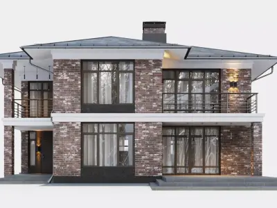 Modern two-story cottage 3D model