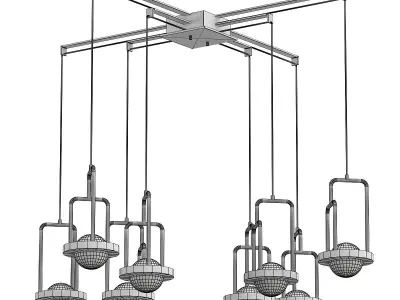 dighton-ch gold pendant light with glass shades 3D model