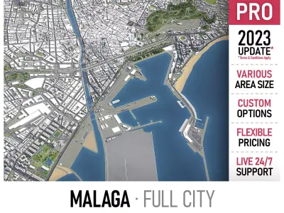 Malaga  Low-poly 3D model