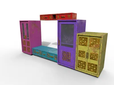 Old Modern Furniture 3D Model Terror Low-poly 3D model