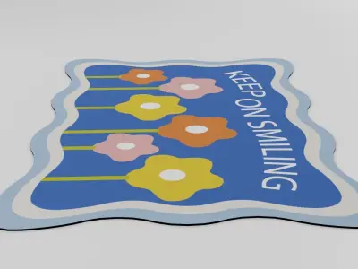 Keep On Smiling Floral Door Mat 3D model