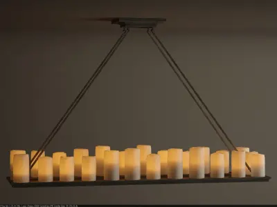 PILLAR CANDLE RECTANGULAR CHANDELIER LARGE 3D model