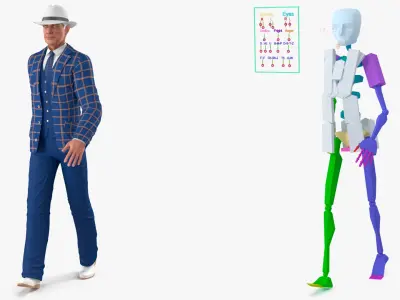  Elderly Gentleman in a Classic White Fedora Rigged 