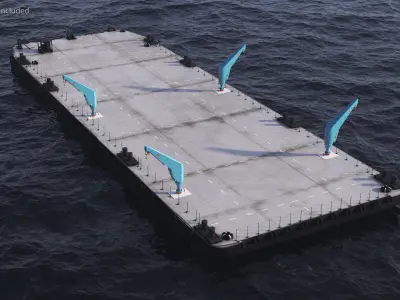  Pontoon Barge with Cranes 