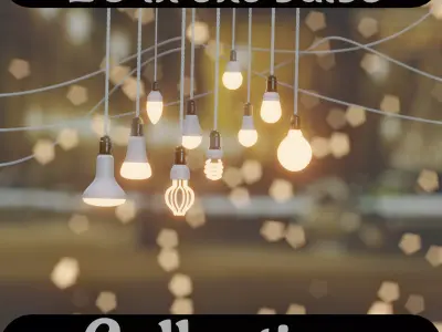 Light bulbs collection Low-poly 3D model