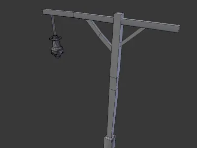Medieval street lights Low-poly 3D model