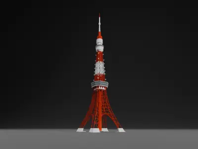 Low Poly Tokyo Tower - Japan Low-poly 3D model