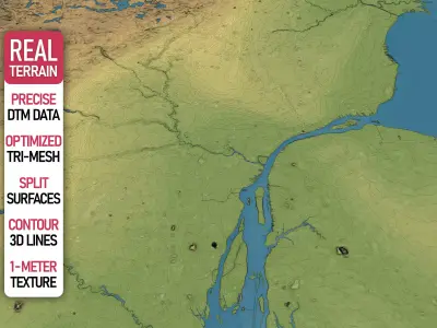 Detroit - Topography Terrain Low-poly 3D model