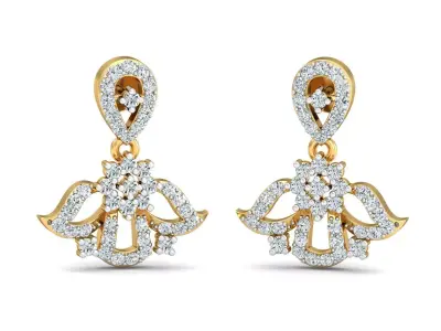 Yellow gold diamond earring-P2 E-10 3D print model