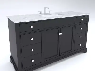 Vanity-004B bathroom vanity with marble top 3D model