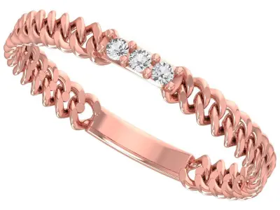 Solitaire Women Light Weight chain  Band Ring 3D print model