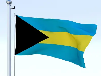 Animated Bahamas Flag Low-poly 3D model
