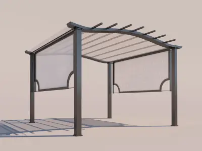 Shade wooden gazebo 3D Model Pack