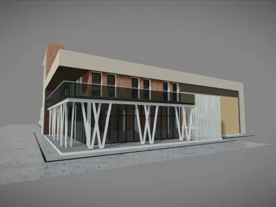P0018 Industrial Building Winery Low-poly 3D model