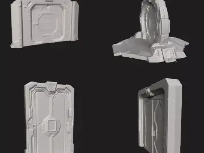 sets of Giant Sci-Fi Door Free 3D model