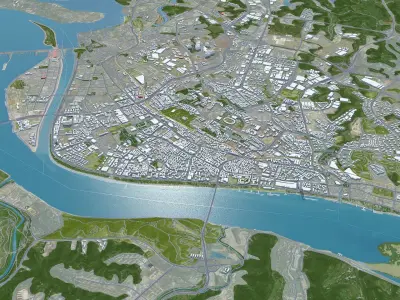Yichang Hubei China 40km Low-poly 3D model