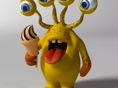 Cartoon Yellow Monster Rigged Low-poly 3D model