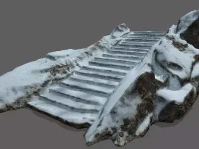 Snowy Stairs Low-poly 3D model