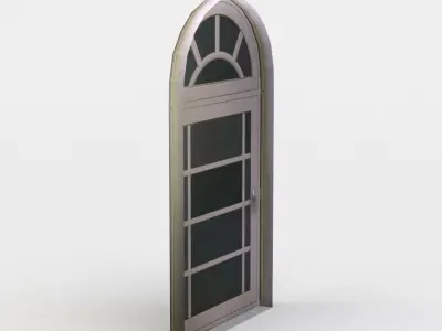 Window arched door with glass windows Low-poly 3D model