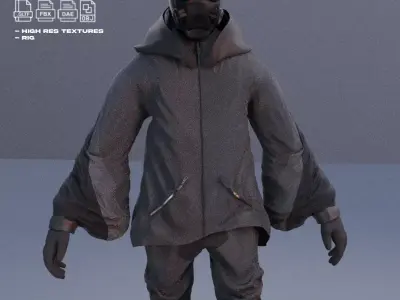 Cyberpunk Character - Scifi streetwear Low-poly 3D model