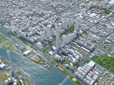 Guangzhou Downtown China  Low-poly 3D model