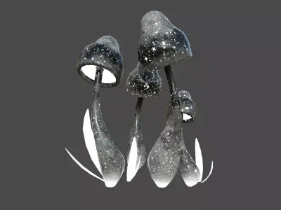 Fantasy Mushroom D10 Black - Scene Backdrop Design Low-poly 3D model