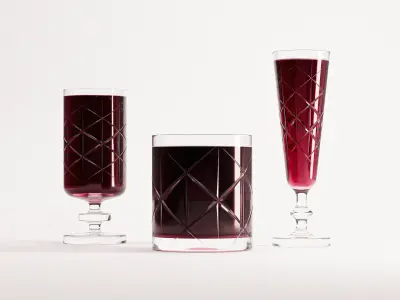Glass Set 01 Low-poly 3D model