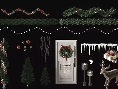 Set for winter holidays 3D model