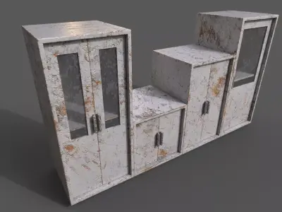 Set Old Modern Furniture 3D Model Low-poly 3D model