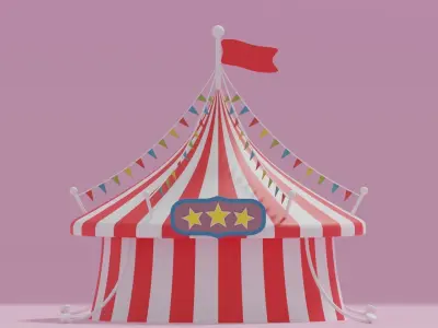 Cartoon Circus Tent 2 3D model