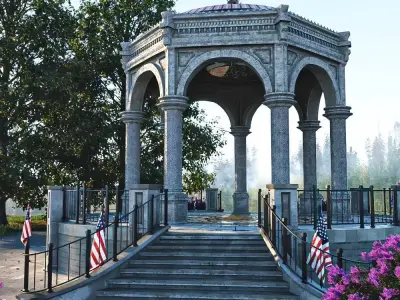A monument gazebo in park Low-poly 3D model